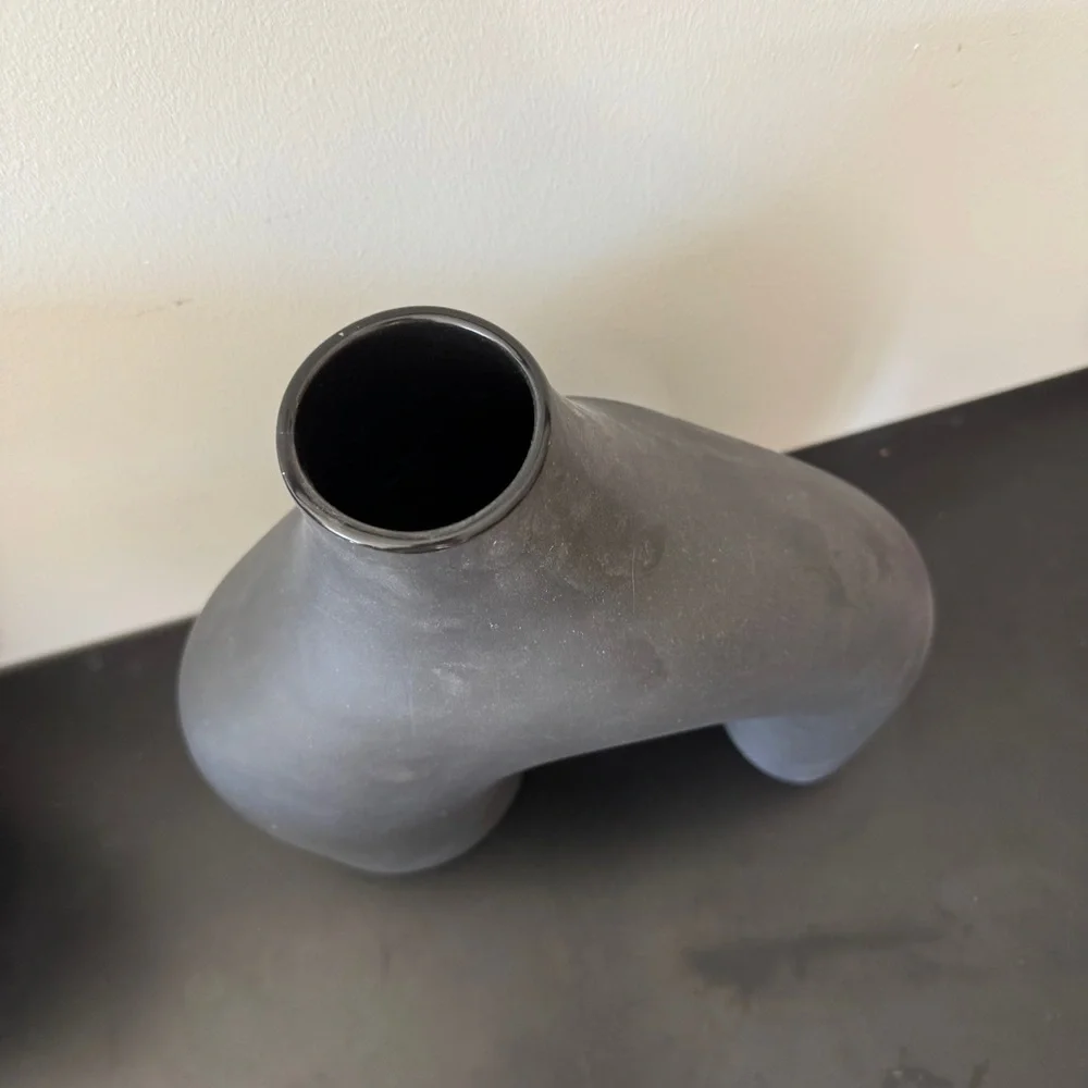 H&M Home large stoneware vase modern shelf decor cb2 irregular art arch rh